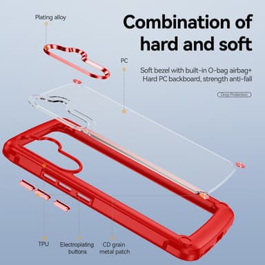 SKALO Samsung A54 5G Kiiltävä hybridi TPU-kuori - Punainen