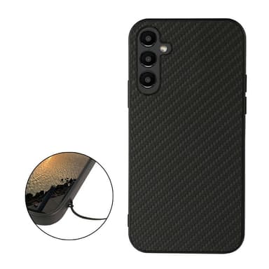 SKALO Samsung A14 4G/5G Carbon Fiber TPU-suojakuori - Musta