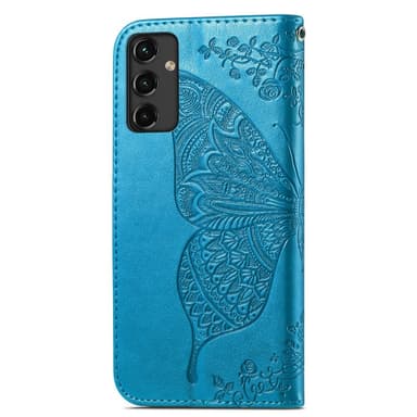 SKALO Samsung A14 4G/5G Mandala Butterfly lompakkokotelo - Sininen