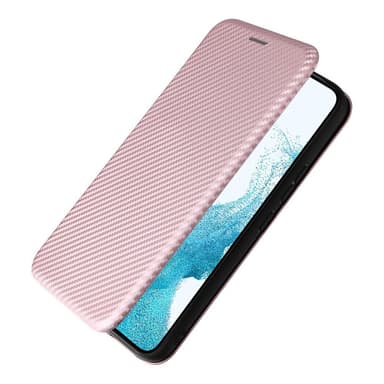 SKALO Samsung A54 5G Carbon Fiber Lompakkokotelo - Ruusukulta