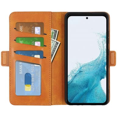SKALO Samsung A54 5G Premium Wallet Lompakkokotelo - Vaaleanruskea