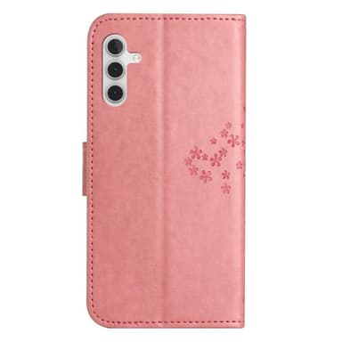 SKALO Samsung A14 4G/5G Owl Tree lompakkokotelo - Pinkki