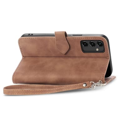 SKALO Samsung A14 4G/5G Big Wallet Flower Lompakkokotelo - Ruskea