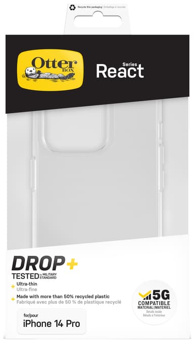 OtterBox React iPhone 14 Pro suojakuori (läpinäkyvä)