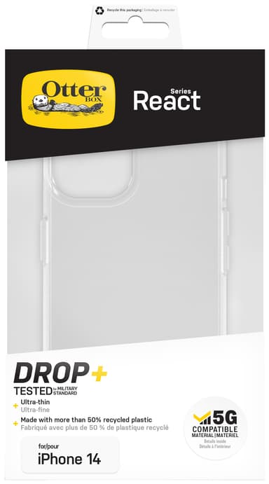 OtterBox React iPhone 14 suojakuori (läpinäkyvä)