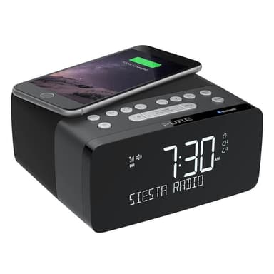 PURE FM/DAB/DAB+/BT/Qi Siesta Charge Kelloradio Grafit