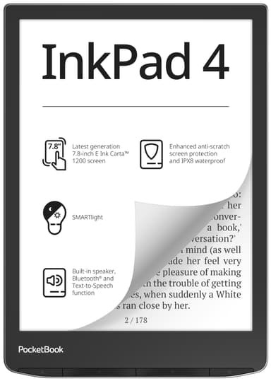 PocketBook InkPad 4 e-kirjan lukulaite 32 GB (hopea)