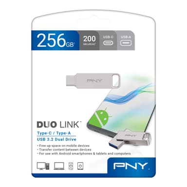 PNY 256GB DUO LINK USB 3.2 Type-C Dual Flash Drive