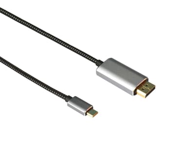 NÖRDIC 0,5 m USBC–Displayport Kaapeli, UHD 4K 60 Hz 21,6Gb/s, DP Alt Mode 1.2 HDCP, alumiiniliittimet, Space Grey