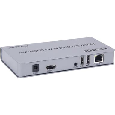 NÖRDIC-järjestelmän laajennus HDMI 4K60Hz:lle, silmukkalähtö 2xUSB ja R/L-stereo Cat6:n yli 60 metriin asti