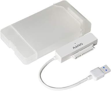 Maiwo K104 5 Gb/s USB3.1 2,5"" HDD/SSD SATA III -sovitin 10 cm kaapelilla, USB A ja läpinäkyvä muovinen kaappi