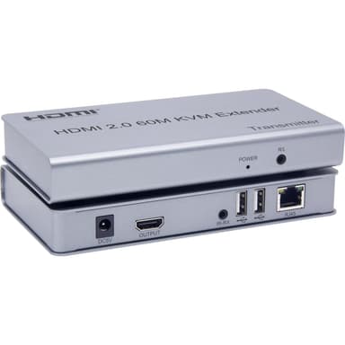 NÖRDIC-järjestelmän laajennus HDMI 4K60Hz:lle, silmukkalähtö 2xUSB ja R/L-stereo Cat6:n yli 60 metriin asti