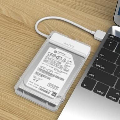 Maiwo K104 5 Gb/s USB3.1 2,5"" HDD/SSD SATA III -sovitin 10 cm kaapelilla, USB A ja läpinäkyvä muovinen kaappi