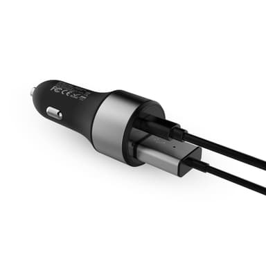 NÖRDIC autolaturi 36 W 1x USB C PD 18 W ja 1x USB A 18 W Quick Charger 3.0 Qualcomm -sertifioitu