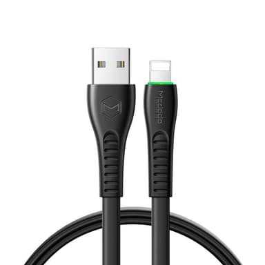 Mcdodo CA-6360 Apple Lightning (ei MFI)–USB A -kaapeli, synkronointiin ja nopeaan lataukseen, LED, musta, 1,2 m