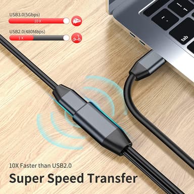 NÖRDIC Active 10m USB3.1 jatkokaapeli 5Gbps USB Uros-naaras Xbox, PS5, Oculus, tulostimelle, skannerille, Playstation, VR USB-jatkokaapelille