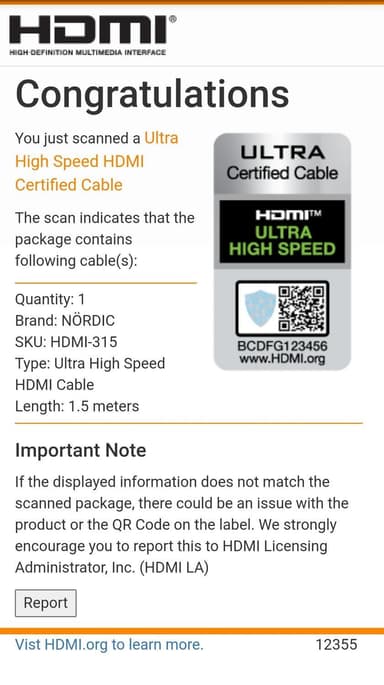NÖRDIC CERTIFIED KAAPELIT 1,5m Ultra High Speed ​​​​HDMI2.1 8K60Hz 4K120Hz 48Gbps Dynamic HDR eARC VRR nailonpunottu kaapeli kullattu erittäin kestävä