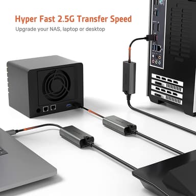 NÖRDIC USB-A - 2,5 Gbps LAN-sovitin 15 cm kaapeli alumiinia