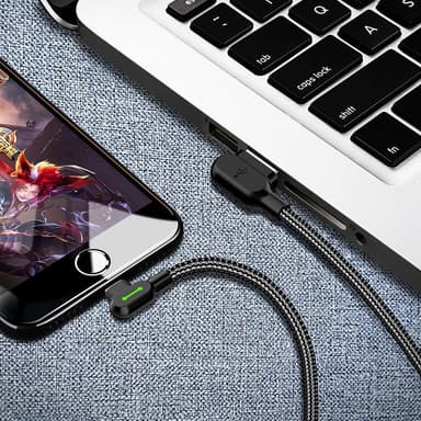 Mcdodo CA-4674 vino Apple Lightning (ei MFI) vinoon USB A -kaapeliin, synkronointiin ja nopeaan lataukseen, LED, musta, 50 cm