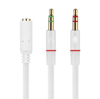NÖRDIC äänisovitin, kuulokkeet tietokoneeseen 2x 3,5 mm TRS naaras 1x 3,5 mm TRRS naaras 10 cm