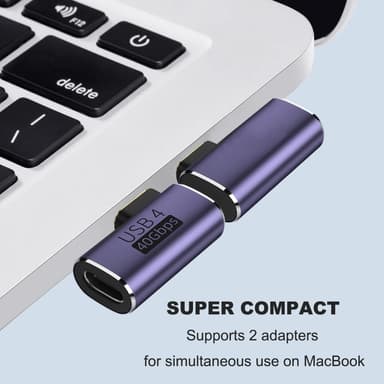 NÖRDIC USB4 kulmikas sovitin uros-naaras 40G 8K30Hz PD100W