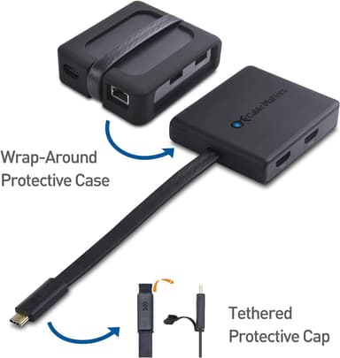 Cable Matters 1–6 USB-C-telakointiasema 2xHDMI 4K60Hz, 1xPD60W 1xRJ45 GigaLan ja 2xUSB-A, yhteensopiva Thunderbolt 3/4:n ja USB4:n kanssa