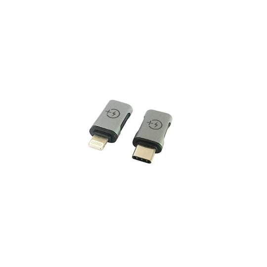 NÖRDIC 2-in-1 -sovitinsarja USB C–Lightning naaras ja Lightning ur–USB C na, alumiinia
