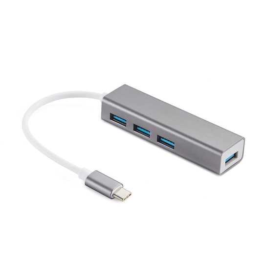 NÖRDIC USBC 4-porttinen USB3.1 -keskitin, 17 cm alumiinia, Space Grey
