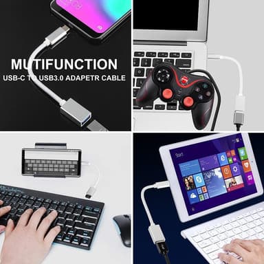 NÖRDIC USB3.2 Gen1 5Gbps USB-A OTG-USB-C-sovitin alumiini 50cm hopea OTG-USB-C-kaapeli