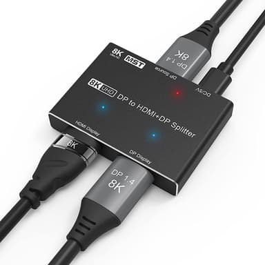 NÖRDIC 1-2 -jakaja 1xDisplayport 1xHDMI:hen ja 1xDisplayport 8K30Hz tuki MST:lle ja HDR:lle