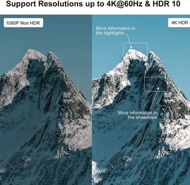 NÖRDIC HDMI 2.0 4K 60 Hz 4:4: 4 jakaja 1–4 EDID 18 Gb/s CEC HDR, Dolby ja DTS, LPCM7.1, metallia