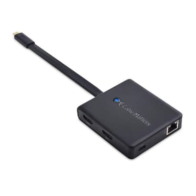 Cable Matters 1–6 USB-C-telakointiasema 2xHDMI 4K60Hz, 1xPD60W 1xRJ45 GigaLan ja 2xUSB-A, yhteensopiva Thunderbolt 3/4:n ja USB4:n kanssa