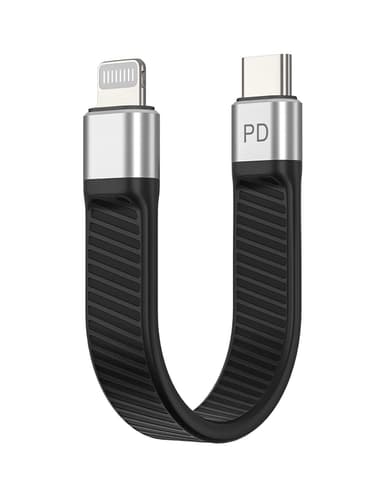 NÖRDIC lyhyt litteä kaapeli 14 cm USB-C salaman pikalataukseen PD18W piirisarja C94