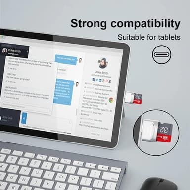NÖRDIC USB-C 3.1 kortinlukija avaimenperällä 5Gbps TF, MicroSD, Micro SDHC, Micro SDXC 2TB UHS-I hopea