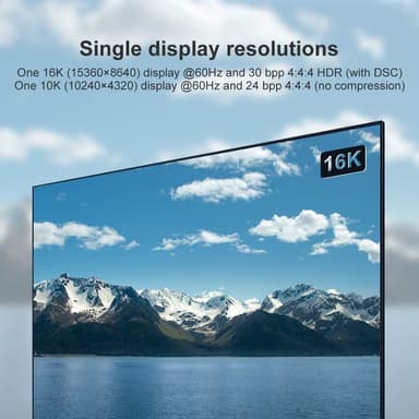 NÖRDIC 3m Displayport 2.1 kaapeli 16K60Hz 10K60Hz 80Gbps Dynamic HDR