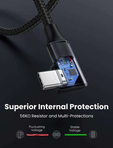 Ugreen Kulma USB C uros USB A 3.1 Mies Fast Charge 3A 5Gbps 1m
