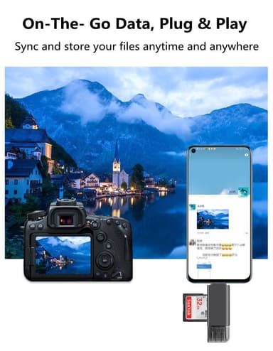 NÖRDIC OTG -kortinlukija 3 in 1 USB-C + Lightning + USB-A 3.0 -tuki SD / TF Micro SD -kortille Jopa 2TB 5Gbps