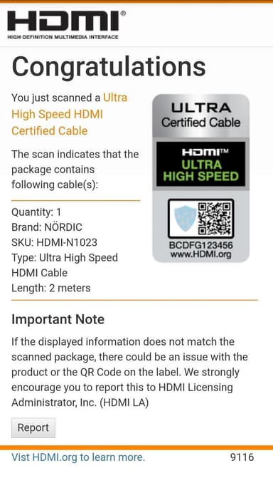NÖRDIC CERTIFIED CABLES 2m Ultra High Speed ​​​​HDMI 2.1 8K 60Hz 4K 120Hz 48Gbps Dynamic HDR eARC Pelitila VRR Dolby ATMOS Nylon punottu kullattu