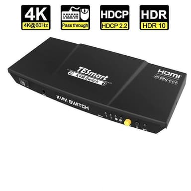 NÖRDIC KVM Switch 2 to 1 HDMI 2.0 4K 60Hz 3xUSB PC, Xbox, PS5 ja kannettava HDR10 HDCP2.2