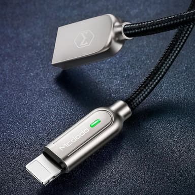Mcdodo CA-5264 Apple Lightning (ei MFI)–USB A -kaapeli, synkronointiin ja nopeaan lataukseen, LED-valo, automaattinen latauksen pysäytys, musta, 1,2 m