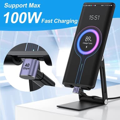 NÖRDIC USB4 kulmikas sovitin uros-naaras 40G 8K60Hz PD100W