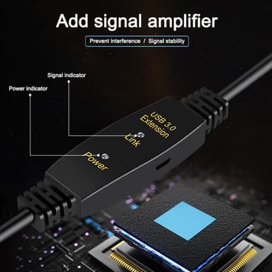 NÖRDIC aktiivinen 5 m USB3.1 -jatkojohto, 5 Gb/s laajennus, USB A uros–naaras laitteille Xbox, PS5, Oculus, tulostin, skanneri, Playstation, VR