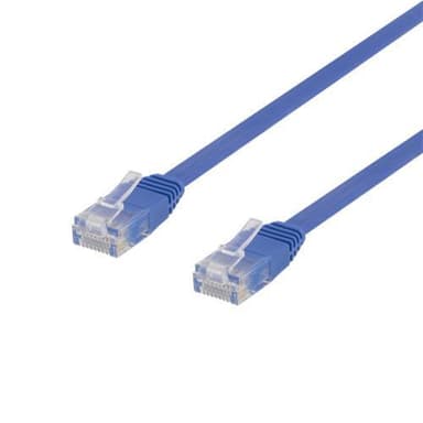 NÖRDIC Cat6 U / UTP litteä verkkokaapeli 3m 250MHz kaistanleveys ja 10Gbps siirtonopeus sininen