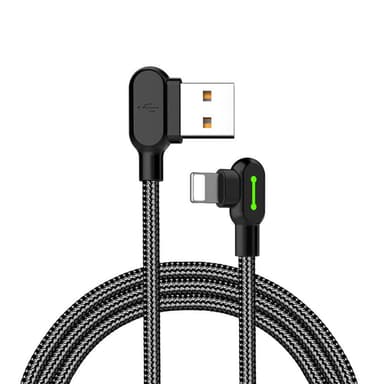 Mcdodo CA-4674 vino Apple Lightning (ei MFI) vinoon USB A -kaapeliin, synkronointiin ja nopeaan lataukseen, LED, musta, 50 cm