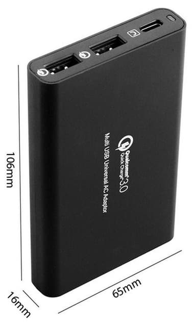 NÖRDIC 1x USB C -latausasema 40 W Power Delivery 3.0, 2x USB A QuckCharger QC3.0, yhteensä 40 W