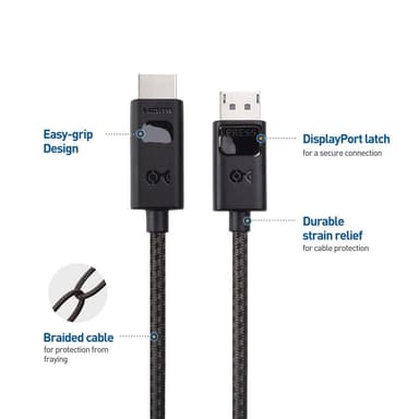 Cable Matters 1,8 m Displayport 1.4 - HDMI 2.1 -kaapeli 8K 30 Hz 4K 144 Hz