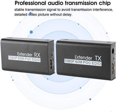 NÖRDIC HDMI Cat6 -laajennus, 60 m, 1080p 60 Hz, HD EDID -toiminto, HDMI-laajennus, Plug & Play