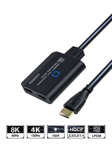 NÖRDIC HDMI 2.1 -kytkin 2 - 1 8K60Hz 4K120Hz 48Gbps HDR HDCP2.3 Surround 7.1 CEC