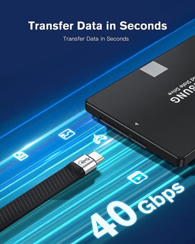 NÖRDIC lyhyt USB4-kaapeli 14cm 40Gbps data 8K video PD 100W yhteensopiva Thunderbolt 3:n kanssa