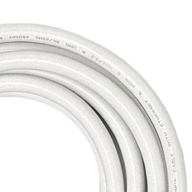 NÖRDIC CERTIFIED CABLES 1m Ultra High Speed ​​HDMI2.1 8K 60Hz 4K 120Hz 144Hz 48Gbps Dynamic HDR eARC Game Mode VRR Dolby ATMOS kullattu PVC valkoinen